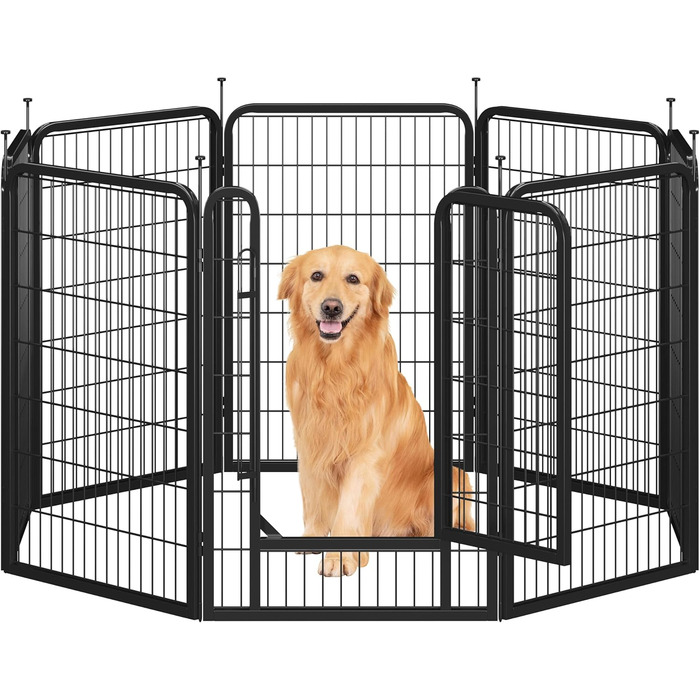 Вольєр для собак Yaheetech 8-секційний, 80 см, для квартири та саду, з'єднання з круглим головою, складаний, без інструментів (100 см висота)