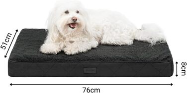 Ортопедичне ліжко для собак Lionto, 76x51x8 см, чорне. М'яке, знімний та миючий чохол, водовідштовхувальне, для собак та котів