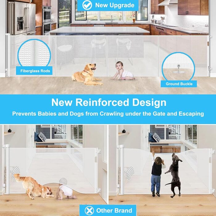 Захист для сходів з замком: розтяжний захист для дітей та собак, 150 см ширина, 83 см висота (300 см)