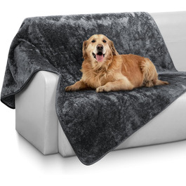 Водонепроникний килимок для собак 100x120 см (40x47 дюймів) - м'який, пухнастий, машинного прання, для собак середніх порід до 16 кг, чорно-білий, для дому та вулиці