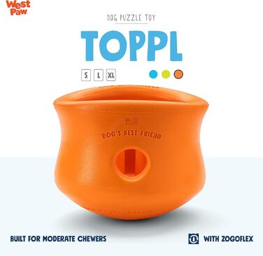 Інтерактивна іграшка-головоломка для собак WEST PAW Zogoflex Toppl XL — дозатор для ласощів, для апортування та жування, для середнього навантаження, для сухого корму та ласощів
