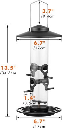 Годівниця для птахів iBorn на відкритий простір – металева годівниця для птахів, 900г місткість, чорна