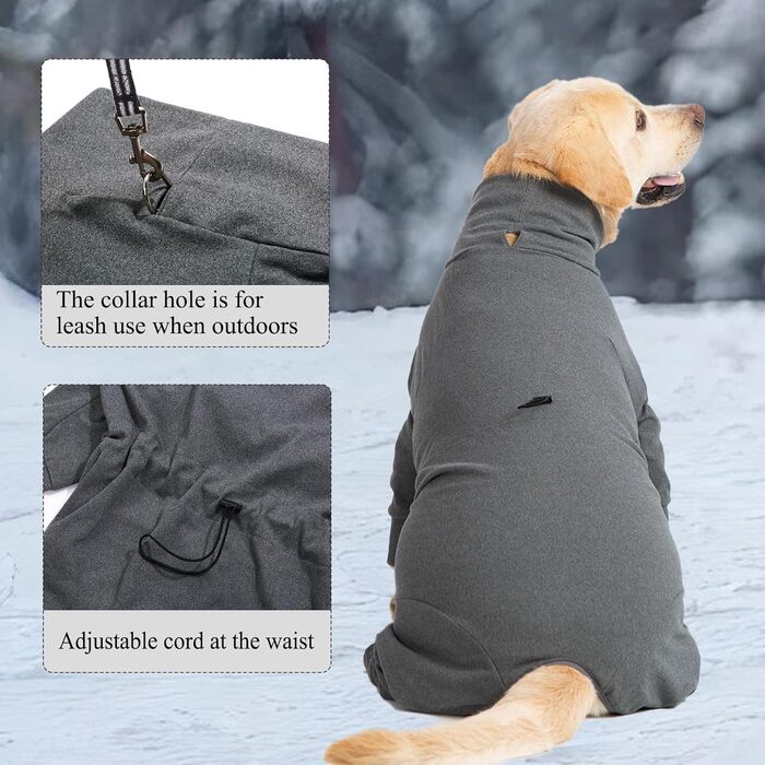 Теплий флісовий пуловер для собак Cyponpy з коміром-гетром, розмір 6XL, сірий