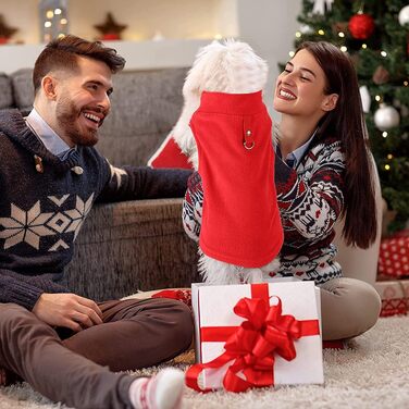 PETCUTE Тепла куртка для собак, зимовий одяг для собак, жилет для великих собак, теплий жилет для собак з шлейкою, ідеально підходить для зими, м'який флісовий жилет фіолетового кольору (S, червоний)