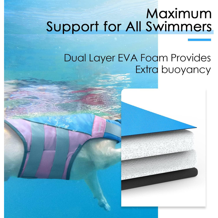 Жилет рятувальний для собак ThinkPet, світловідбиваючий, регульований, з підйомною силою (блакитно-рожевий, S)