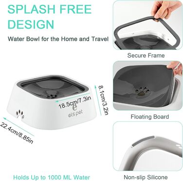 Миска для води для собак, поїльник-дозатор 1л, нековзна, без витоку, для подорожей, плаваюча, проти вилизування, без розливання, для домашніх тварин, котів, авто, подорожей, на вулицю, в дім