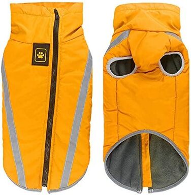 Водонепроникний зимовий дощовик для собак Idepet, тепла куртка, вітронепроникний одяг для собак, жовтий, з отвором для шлейки XL-6XL