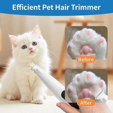Триммер для догляду за лапами собак та котів з LED-підсвіткою, цифровим дисплеєм, вологостійкий, бездротовий, тихий, USB-зарядний, професійний