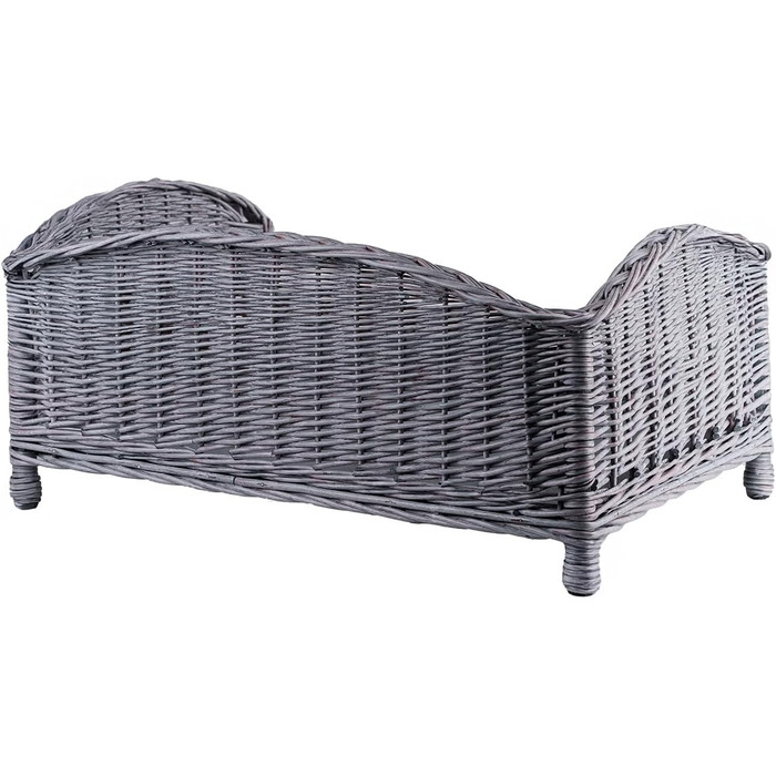 Корзина для тварин з лози: ліжко для собак та котів з м'яким подушком (64x42x35 см)