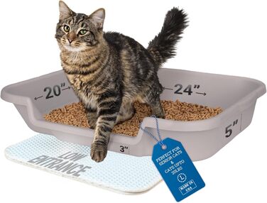 Туалет для котів Kitty Go Here для літніх котів, сіра, зручний для котів зі складнощами використання стандартного туалету