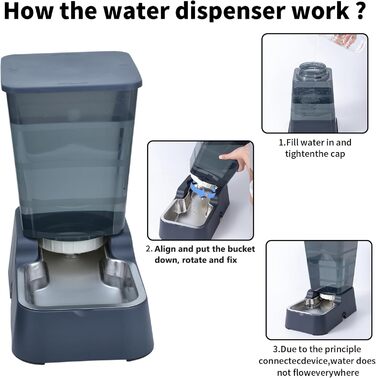 Автоматичний годівниця та поїлка для котів та собак 5л з нержавіючою чашею, комплект 2 шт.