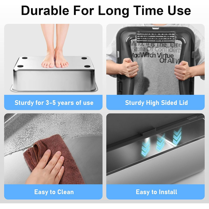 Торгова лоток для котів Marchul Katzentoilette XL з нержавіючої сталі, великий розмір, з кришкою, для великих котів, з антибактеріальним покриттям, з килимком та совком, не липкий