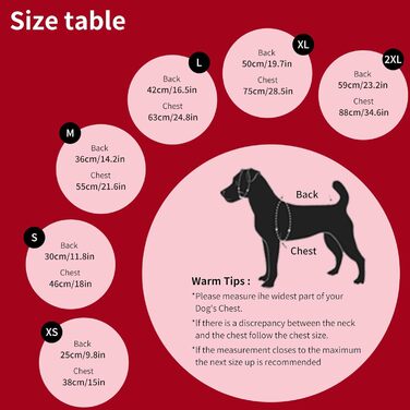 Зимовий теплий одяг для собак - куртка з нагрудником та захистом від вітру, для активних прогулянок на вулиці, світловідбиваюча жилетка з флісовою підкладкою, для маленьких собак (Червоний, XL)