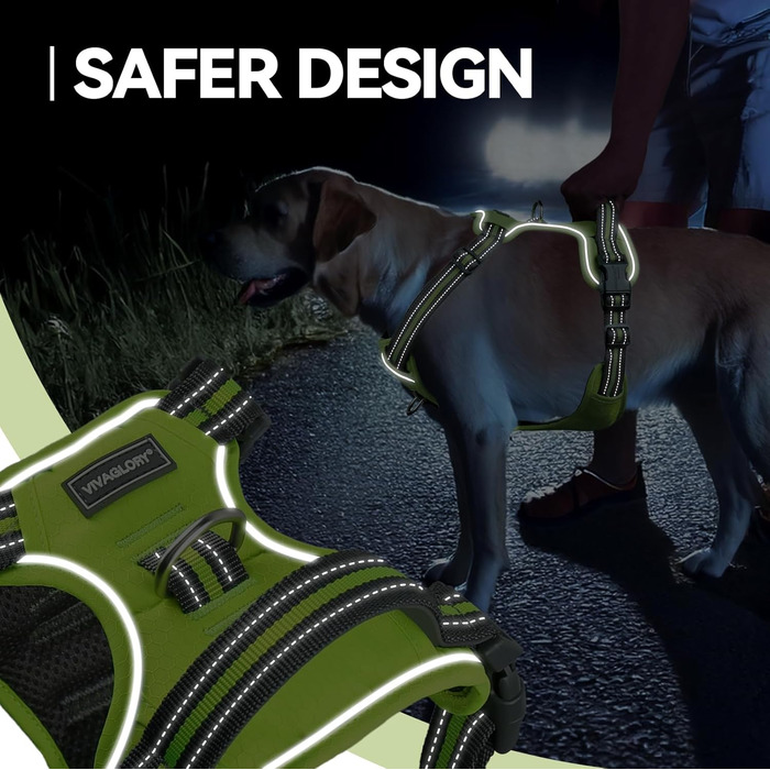 Шлейка для собак VIVAGLORY Easewalk, анти-тяга, для дресирування та прогулянок, з ручкою, надійна, для цуценят та собак, розмір M, яскраво-жовтий, обхват грудної клітки 51-74 см