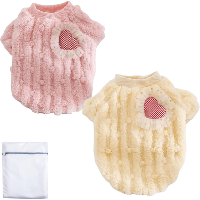 Теплий пуловер для кота з м'якої бавовни, рожевий котик, ростовка L (4-5 кг), з мішечком для одягу