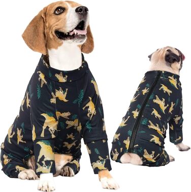 Піжама для собак IDOMIK, м'яка піжама з блискавкою, дихаюча сорочка для собак для хлопчиків та дівчаток, одяг для собак, цілісний костюм, костюм для відновлення для маленьких, середніх та великих собак M(Обвід грудей: 48 см) (XL(Обвід грудей: 59.9 см), Те