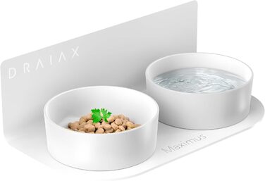 Керамічна миска для собак DRAIAX ElegantFeed M, підвісна, знімна, біла, настінна годівниця для собак