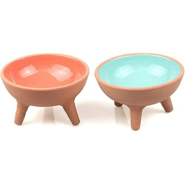 Керамічні миски для котів | Ручна робота | Набір 2 шт. | Білий та сірий (туркський)