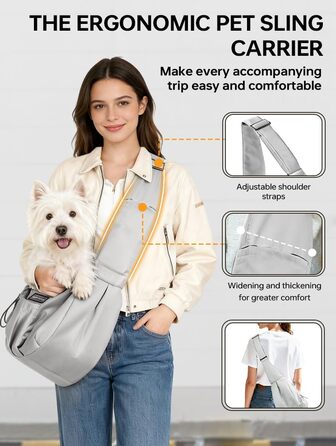 Сумка-переноска для собак та котів, широкі підплічники, регульована, ергономічна, сіра, до 5,4 кг