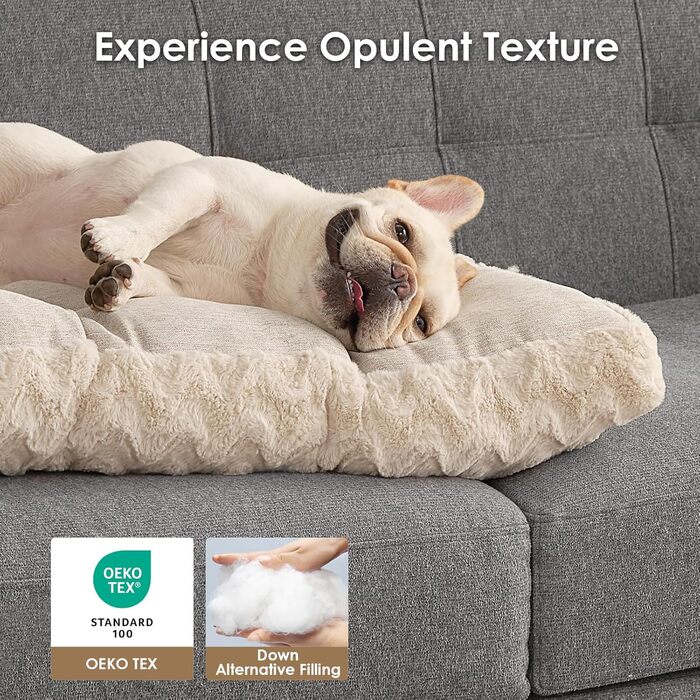 Килимок для собак великих порід, 104x68 см, XL, штучне хутро та льон, Бежевий