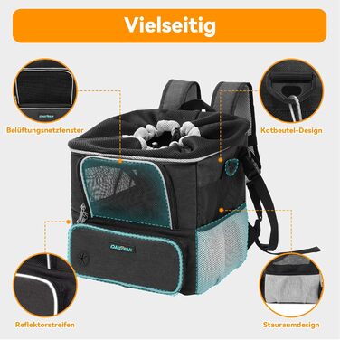 Корзина для собак на велосипед до 3 кг, з кріпленням Φ53 мм, рюкзак-сумка на плече, автокрісло з дихаючою сіткою, водонепроникне сидіння для маленьких собак