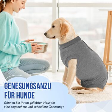 Комбінезон для собак після операції Eyein, сірий, XL (55-63 см). Дихаючий, зручний, з регульованою застібкою, захисний костюм для собак, альтернатива електронного нашийника.