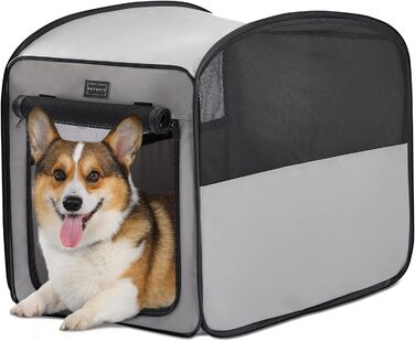 Клітка для собак Petsfit, складана, сіра, середнього розміру (68.5 x 39.5 x 56 см)