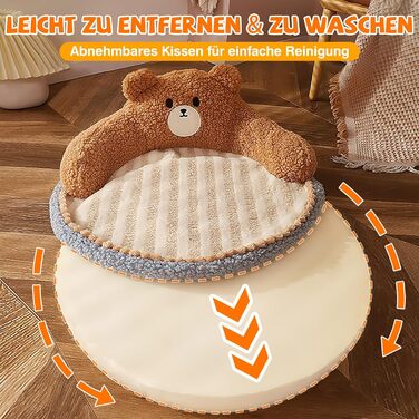 ALLSOPETS Крісло-лежанка для котів, пухнасте, тепле, кругле, для дому, знімний, пральний, для котів, кошенят та маленьких собак (Мокко Браун)