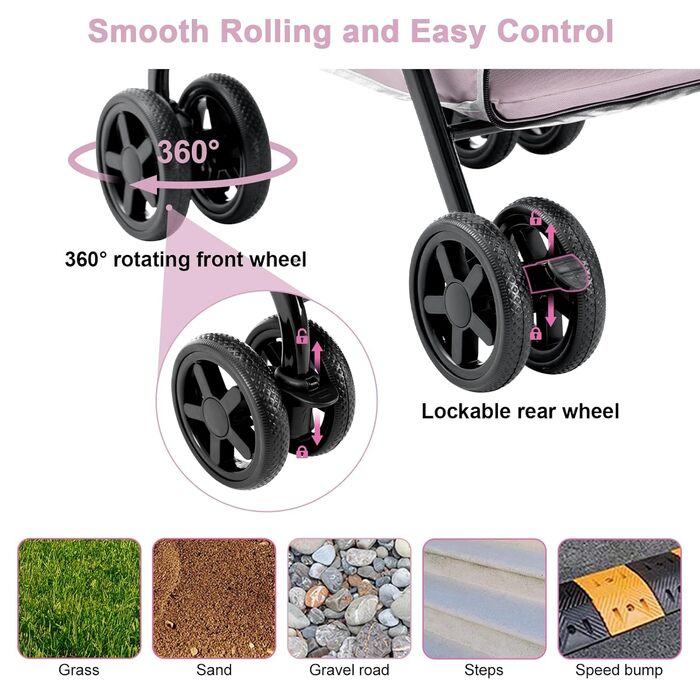 Візок для собак Joyfultails, складаний, рожевий. Підходить для собак та котів до 20 кг