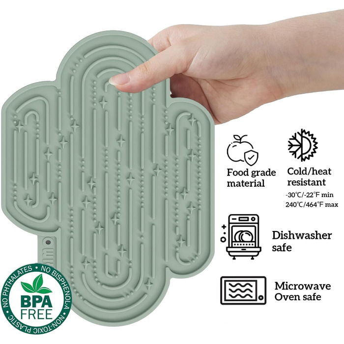 Лежак-іграшка для собак OHMO Schleckmatte, 2 шт. - милий дизайн кактуса, для заспокоєння та повільного годування, силікон, коралловий & вишневий (18x25.5 см)