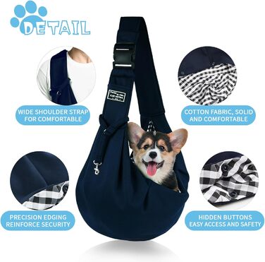 Сумка-переноска для тварин, регульована переноска для собак, реверсивна переноска для маленьких собак до 7 кг, переноска для собак, переноска для собак для прогулянок та активностей на відкритому повітрі (Темно-синій)