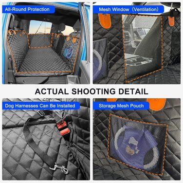 Накидка на сидіння автомобіля для собак JOEJOY, 147 x 73 см, чорна, водовідштовхувальна, захист від подряпин, з кріпленням для безпеки