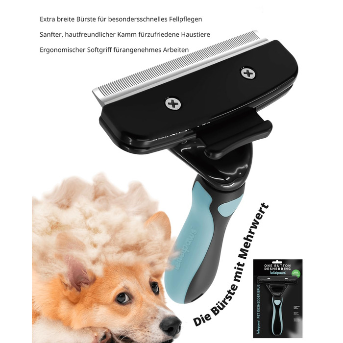 Щітка для собак та котів - для видалення підшерстя та линяння, самоочисна, ергономічна, проти ковзання