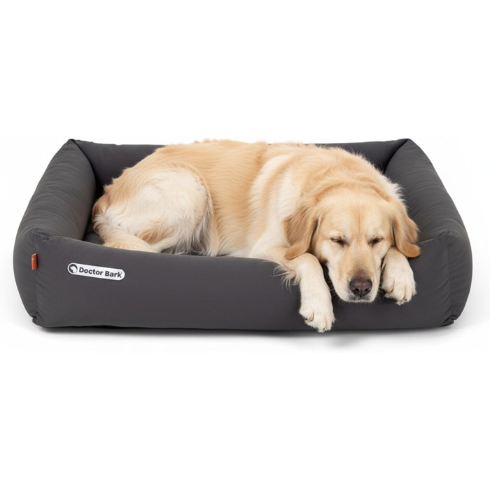 Ортопедичне ліжко для собак Doctor Bark - великі породи, XL (100x90 см), сірий колір, миється до 95°C, гігієнічне