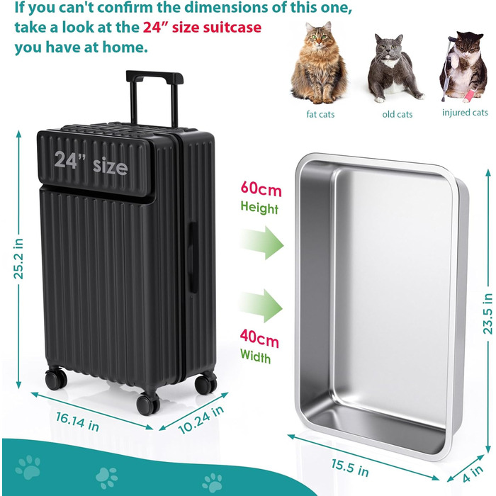 IKITCHEN Великий лоток для котів з нержавіючої сталі (50x35x20 см), туалет для котів та кроликів, без запаху, без плям, антикорозійний, з гладкою поверхнею та антиковзким гумовим дном