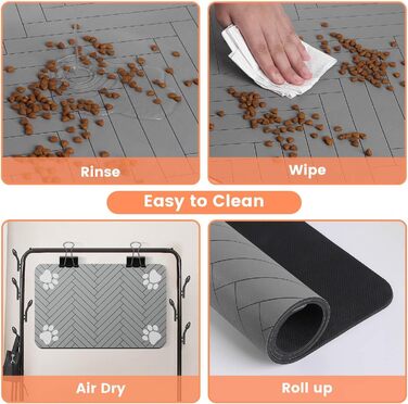 Килимок для годівлі котів та собак, суперпоглинаючий, неслизький, 40 x 60 см, сірий (30)
