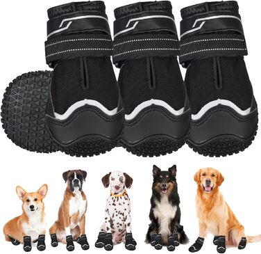 Чоботи для собак, 4 шт., неслизькі, захист лап, з світловідбиваючим ремінцем та липучкою, зимові чоботи для маленьких собак