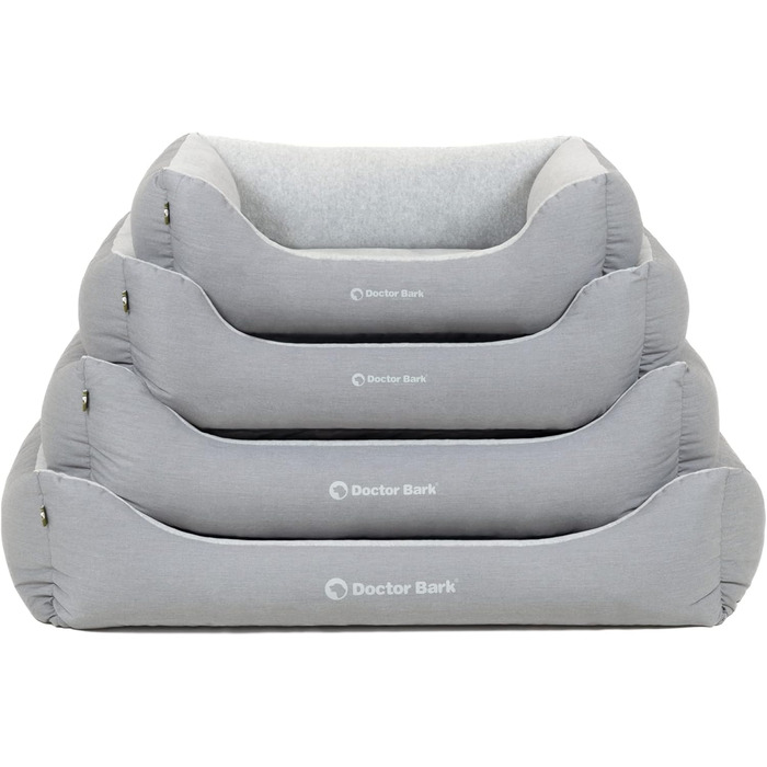Ліжко для собак Doctor Bark для великих собак - Корзина для собак, яку можна прати - М'яке, пухнасте та затишне ліжко - Міцне та зносостійке - Виготовлено в Німеччині - GreenLabel (XL, 110x85 см, світло-сірий)