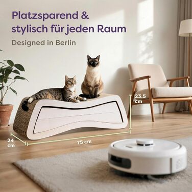 Кігтеточка для котів 3 шт. XXL 75 см - Міцний картон для догляду за кігтями - До 2 років використання - Економія місця - Захист диванів та меблів (Mountain) (Білий)