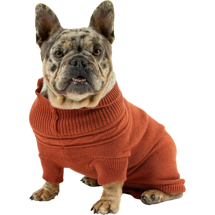 Пуловер для собак Ancol Klassischer Zopfmuster, теракотовий, розмір S. Теплий вовняний пуловер для тварин з отвором для шлейки, петлі на ніжках та роллю коміра.