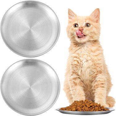 Миска для котів YUXIANLB, нержавіюча сталь, широка, 2 шт.