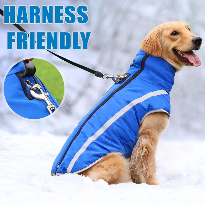 Водонепроникні дощовики для собак, зимові куртки для тварин, дощовики для собак, одяг для собак, світловідбиваючий одяг, жилет для цуценят з отвором для шлейки, для маленьких, середніх та великих собак (Синій, 3XL)
