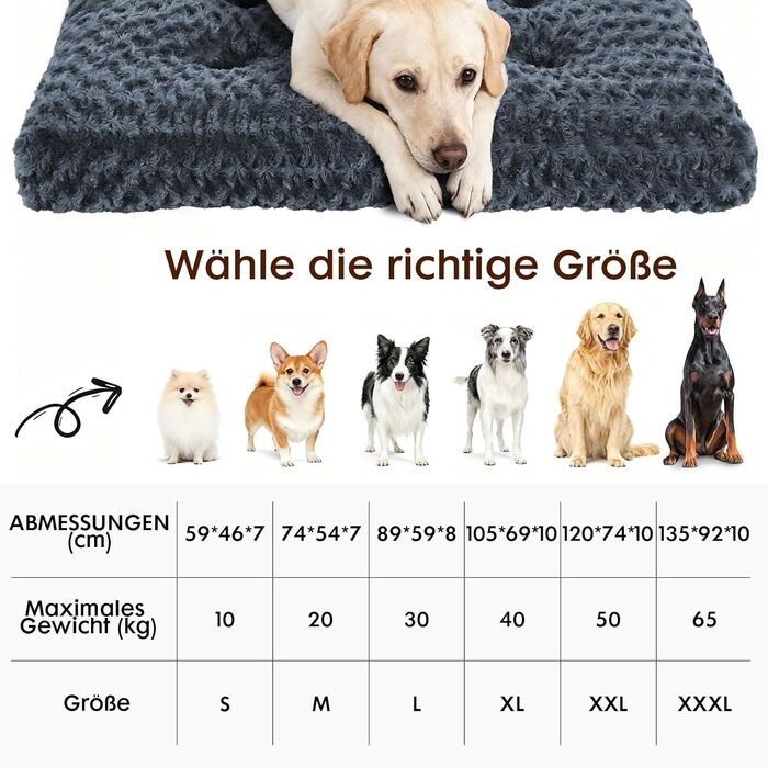 Homaxy Лежанка для собак великих порід, ортопедична, м'яка, з антиковзною основою, 74x54x7 см, темно-сіра