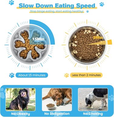 Підвищена годівниця для собак Zivacate, 6 рівнів регулювання висоти та нахилу, годівниця-станція, 2 миски з нержавіючої сталі, 1 миска для уповільнення годування, антиковзна, для середніх та великих собак