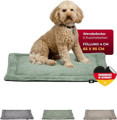 Килимок для собак HS-Hundebett® з підкладкою Cord, XS – антиковзаюча поверхня, м'яка ковдра для собак, комфортне місце для відпочинку – виготовлено в Німеччині (зелений, 65x95 см)