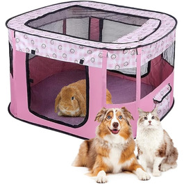 Клітка-забіг для цуценят та собак, портативна, 70x55x40 см, рожева