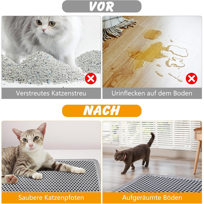 Килимок для котячого туалету Ondware, 117.8 x 66 см, двошаровий, водонепроникний (сірий)