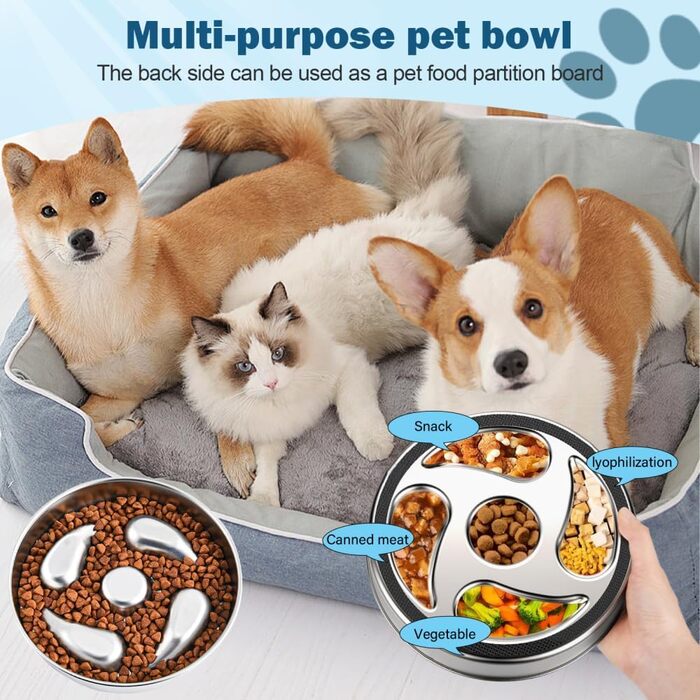 Миска для собак зі нержавіючої сталі, Slow Feeder, Ø 21 см, протиковзна, для повільного годування, проти запобігання поглинання, для полегшення травлення, проти газоутворення, колір 1