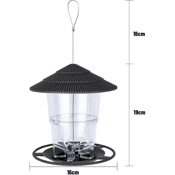 Годівниця для птахів Vogelhaus, чорна, для саду та балкону, вологостійка