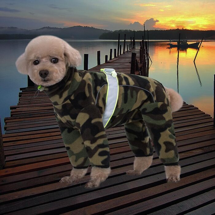 Піжама для собак з полярного флісу, тепла куртка та светр для маленьких та середніх собак, зимовий одяг для чотирилапих (X-Large, камуфляж)